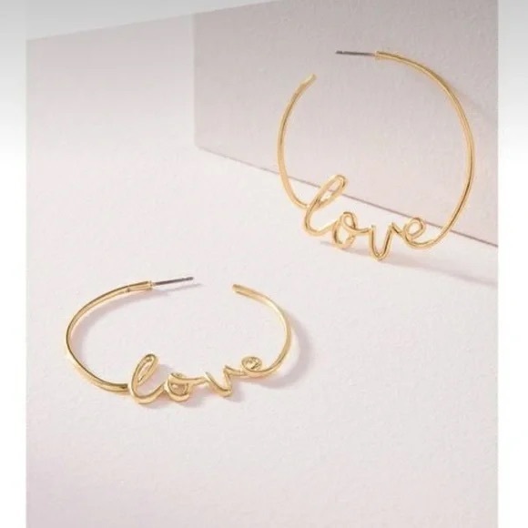 Stella & Dot Love Gold Hoop Earrings - Picture 2 of 4
